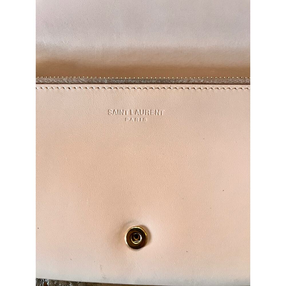 SAINT LAURENT YSL Leather Long BI-FOLD Wallet in Blush Pink - Picture 8 of 13